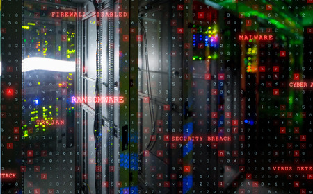 Virus background against view of data technologyの写真素材