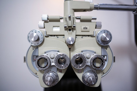 Close-up of phoropter in ophthalmology clinicの写真素材