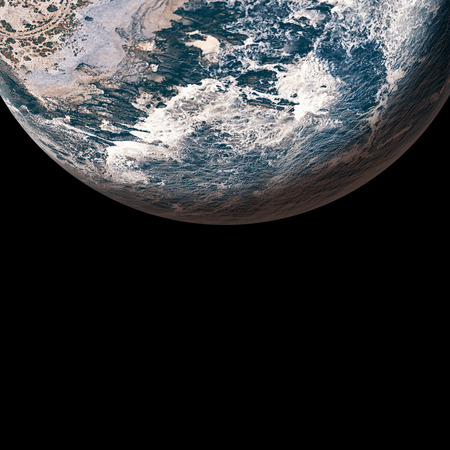 Digital composite image of globe over white background