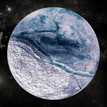 Digitally composite image of globe against white backgroundの写真素材