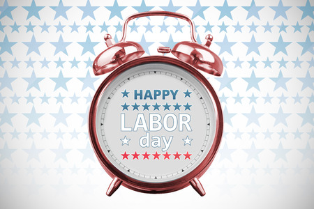 Happy labor day text with star shape against white background with vignette