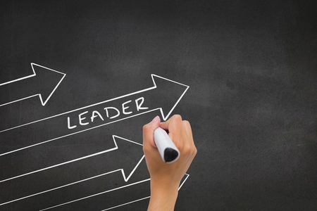 Digital composite of Hand drawing arrows with leaderの写真素材