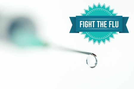 Composite image of fight the flu with syringe backgroundの写真素材