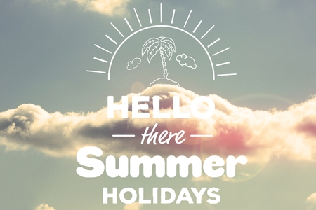 Digital composite of hello summer holidays vectorの写真素材