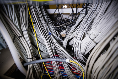 Close-Up of rack mounted server in server room
