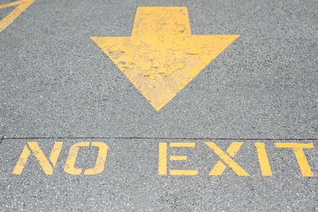 Arrow and no exit sign, backgroundsの写真素材