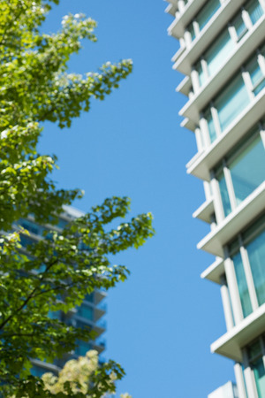 View of buildings against blue skyの写真素材