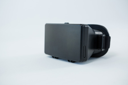 Close-up of virtual reality headset on white background