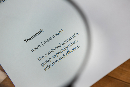 Close-up of teamwork text written on paperの写真素材