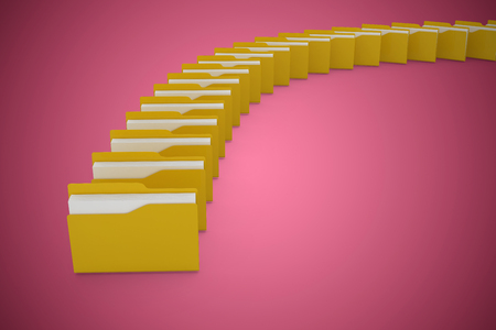 Illustration of yellow folders against red vignetteの写真素材