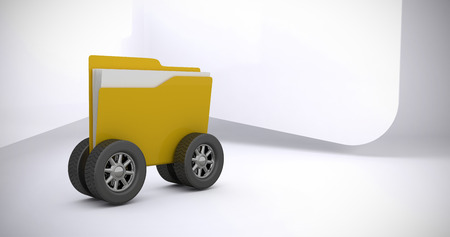 Illustration of folder with tire against abstract roomの写真素材