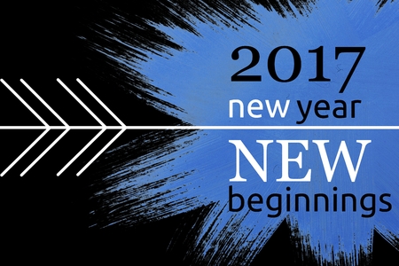 Digital Composite of New Year Message on Black and Blue Background Design