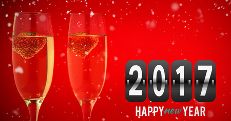 Composite image of 2017 message against redの写真素材