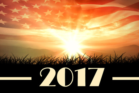 2017 against composite image of digitally generated american flag rippling