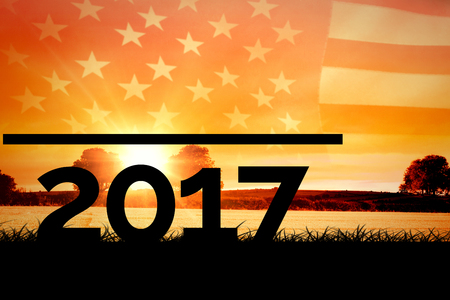 2017 against panoramic view of american flag
