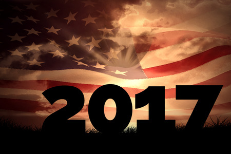 2017 against composite image of digitally generated american flag rippling