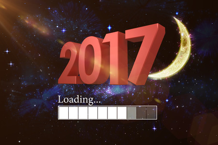 Illustration of numbers in red against colourful fireworks exploding on black background