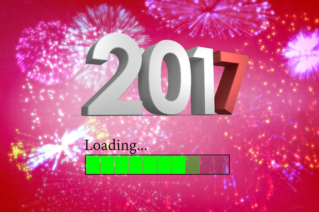 Composite image of number against colourful fireworks exploding on black background