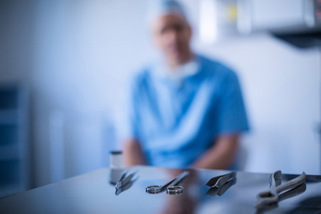 Surgical instrument on a table in the hospital