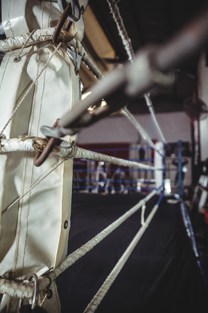 Ropes of boxing ring in fitness studioの写真素材