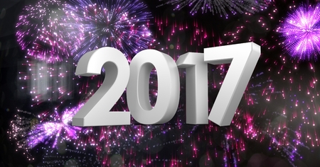 2017 against a composite image 3D of fireworks at night