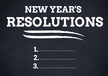 List of new year resolution goals against black background