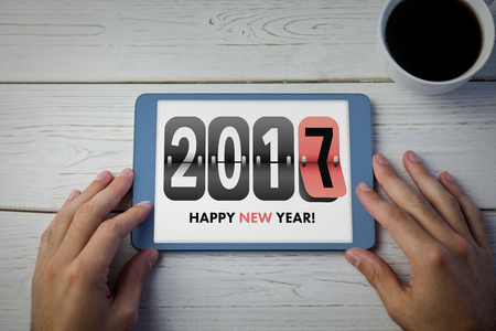 2017 message on tablet at desk