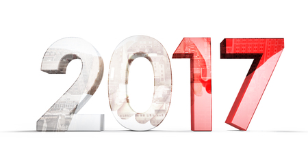 Composite image of red and gray numbers against composite image of handshake between two business...