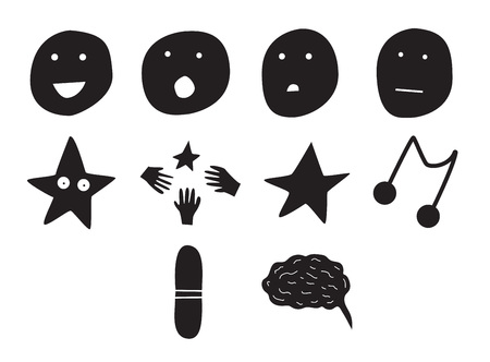Vector icon set for human emotions on white backgroundのイラスト素材