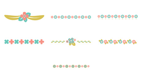 Vector set of floral decoration strips on white backgroundのイラスト素材