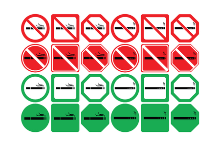 Vector icon set of no smoking and smoking allowed on white backgroundのイラスト素材
