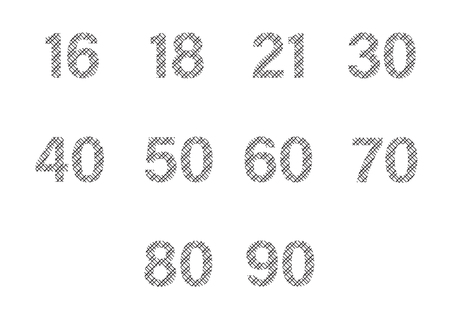 Vector icon set for patterned numbers on white backgroundのイラスト素材