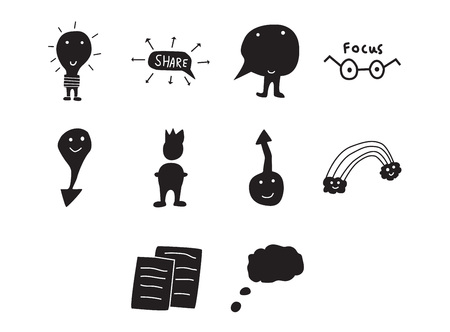 Vector icon set for sharing ideas on white backgroundのイラスト素材