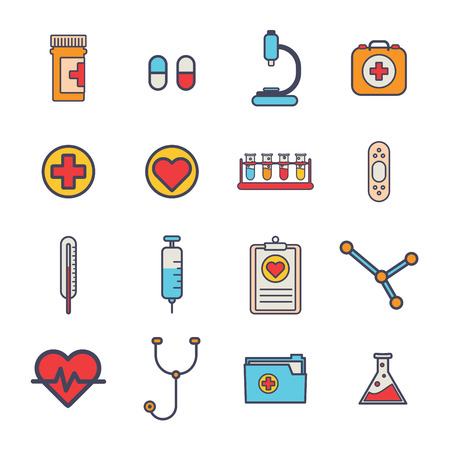 Medical vector icon set on white backgroundのイラスト素材