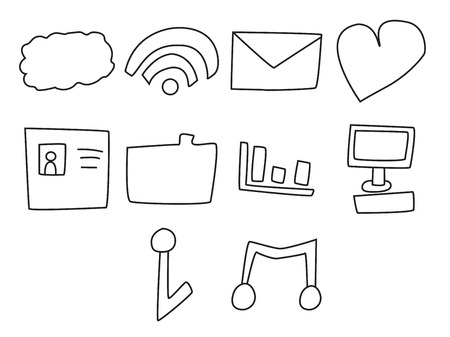 Vector icon set for internet and communication on white backgroundのイラスト素材