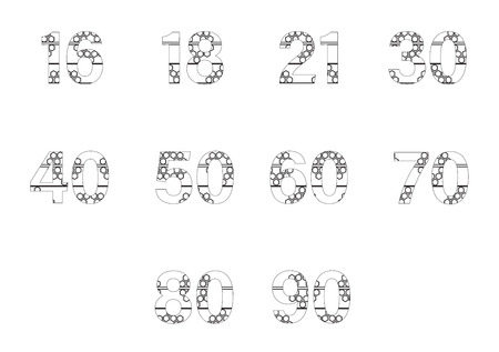 Vector icon set for patterned numbers on white backgroundのイラスト素材
