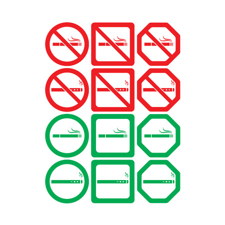 Vector icon set of no smoking and smoking allowed on white backgroundのイラスト素材