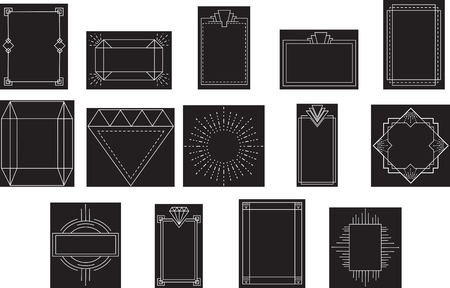 Vector icon set for geometric signs and frame on white backgroundのイラスト素材