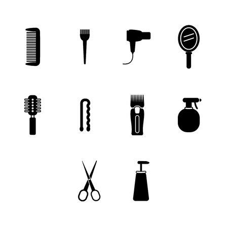 Vector icons set of barber equipment and accessories on white backgroundのイラスト素材