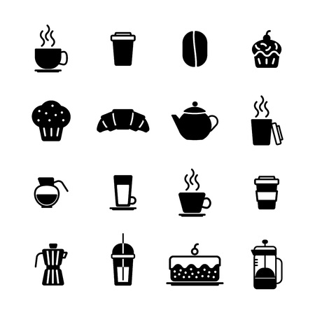 Vector icon set for breakfast on white backgroundのイラスト素材