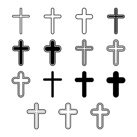 Vector icons set for religion cross on white backgroundのイラスト素材