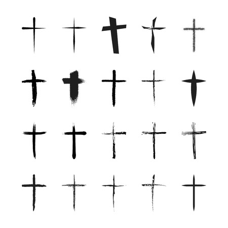 Vector icons set for religion cross on white backgroundのイラスト素材