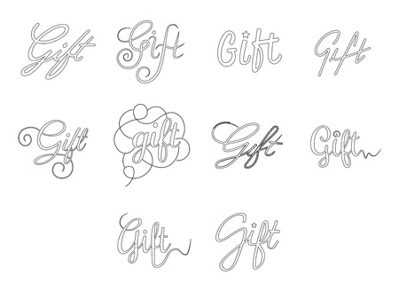 Vector icon set of word gift on white backgroundのイラスト素材