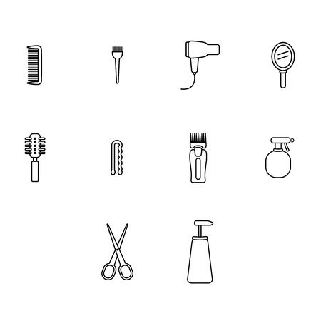 Vector icons set of barber equipment and accessories on white backgroundのイラスト素材
