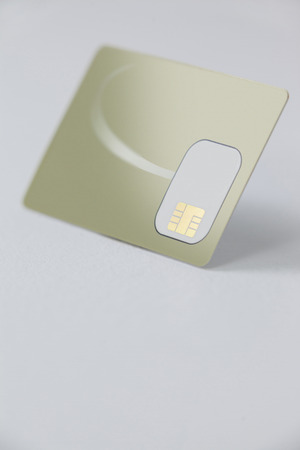 Close-up of smart card on white backgroundの写真素材