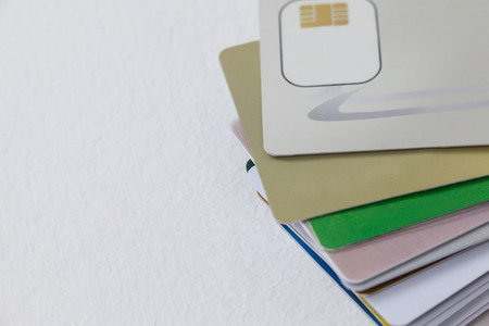 Close-up smart cards on white backgroundの写真素材