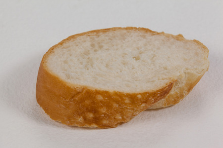Close-up of a bread slice on white background