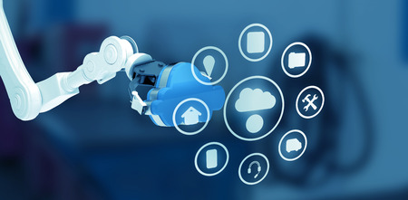 Internet of things  against empty work station 3d