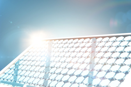 Solar panel with hexagon shape glasses against grey vignette 3dの写真素材