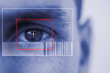 Composite image of Bar code  against illustration of virtual dataの写真素材